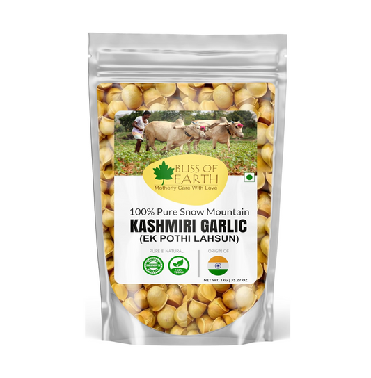 Bliss of Earth Naturally Organic Kashmiri Garlic 1kg Single Clove, Kashmiri Ek Pothi Lahsun