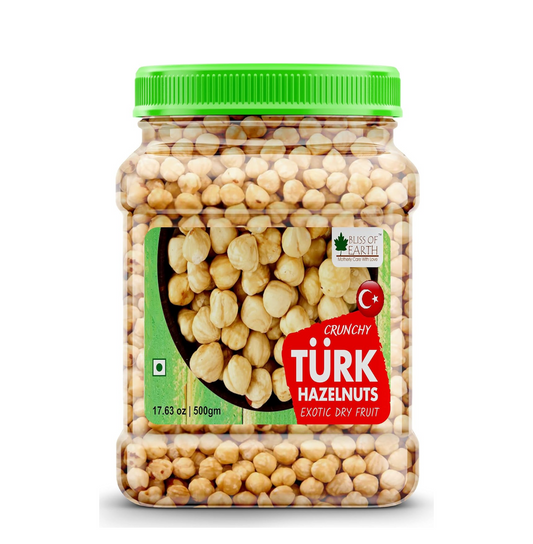 Bliss of Earth 500gm Turkish Hazelnuts For Eating, Raw & Dehulled For Making Chocolate Spread, Healthy & Tasty Dry Fruits