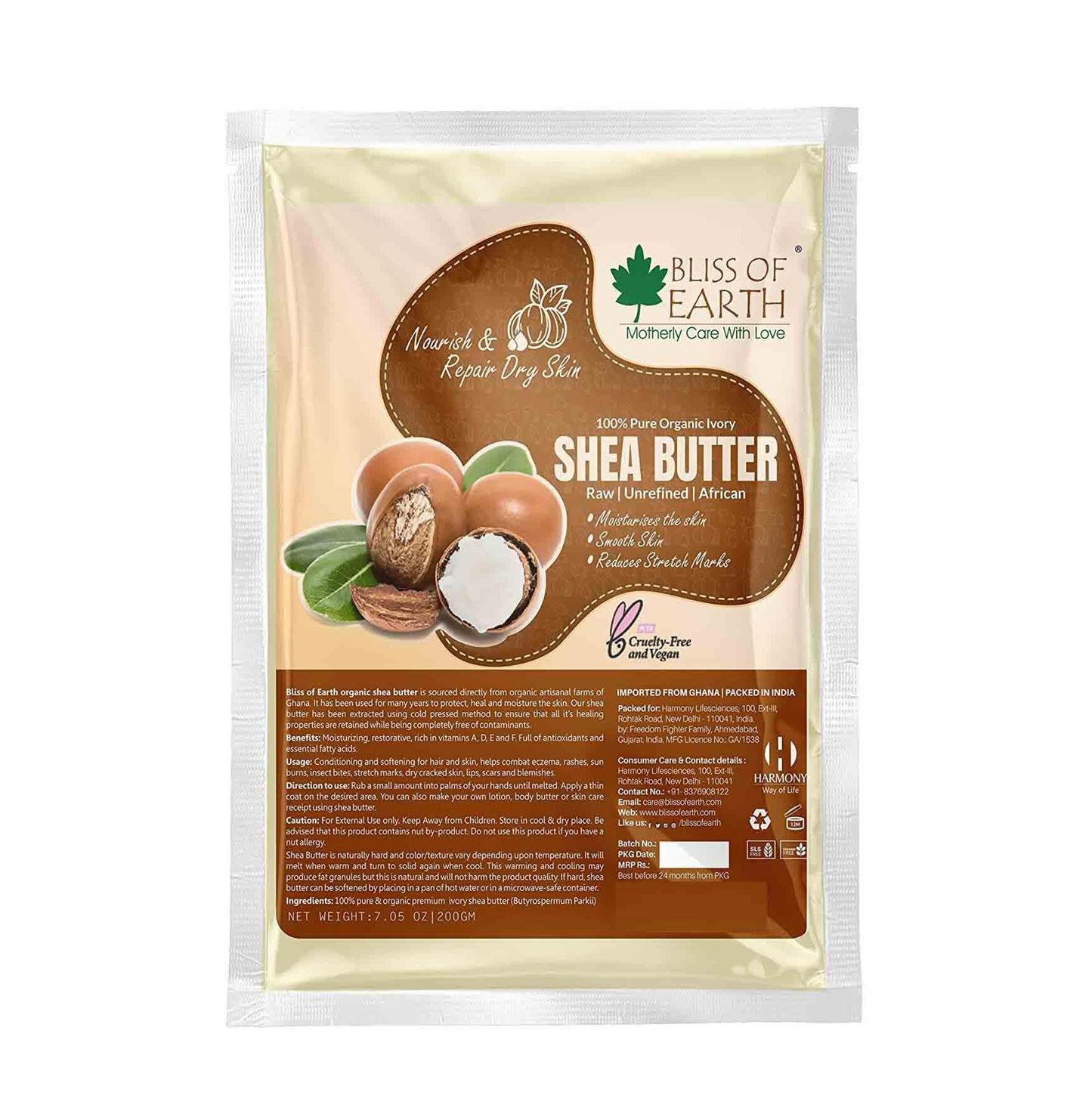 Bliss of Earth Organic Raw Shea Butter, 100% Raw and Unrefined Shea Butter, for Hair & Skin, 100% Pure and Natural, Deep Moisturizing, 100 g, Ivory (100 gm)