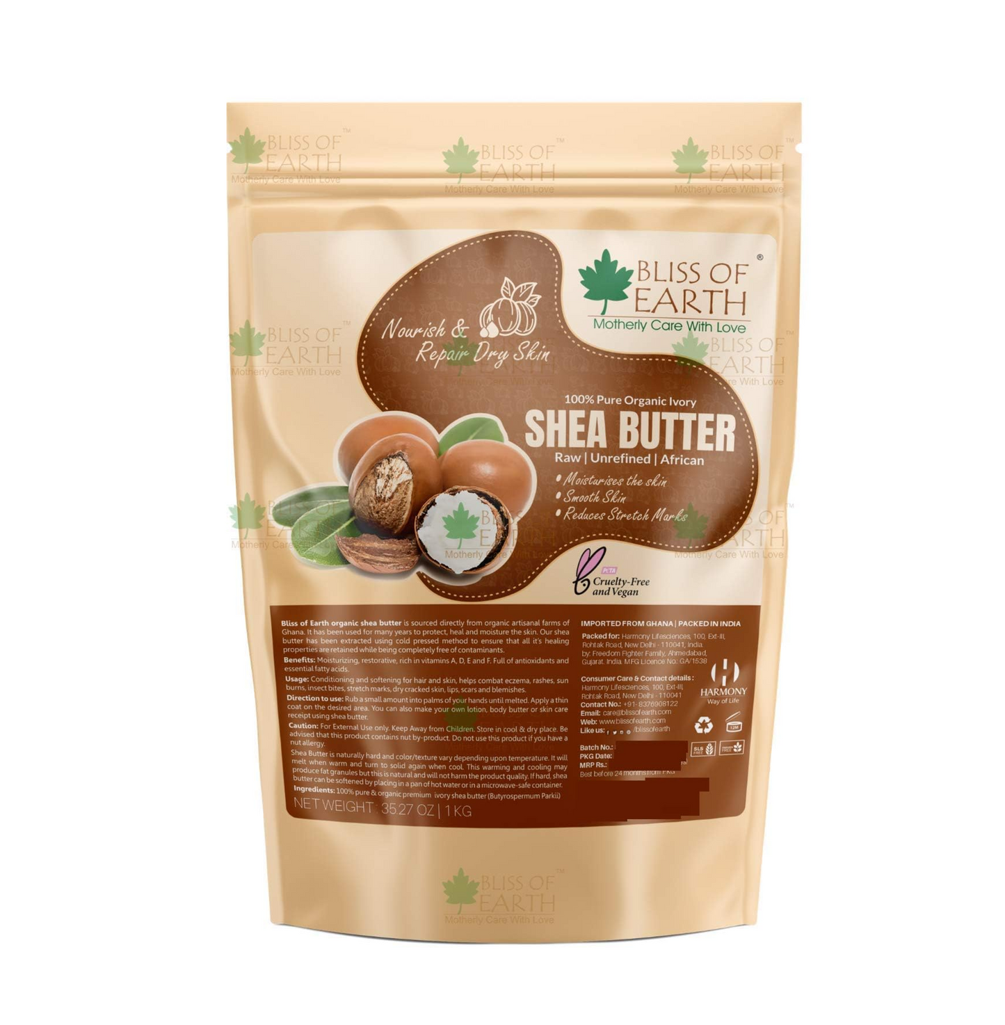 Bliss of Earth Organic Raw Shea Butter, 100% Raw and Unrefined Shea Butter, for Hair & Skin, 100% Pure and Natural, Deep Moisturizing, 100 g, Ivory (100 gm)