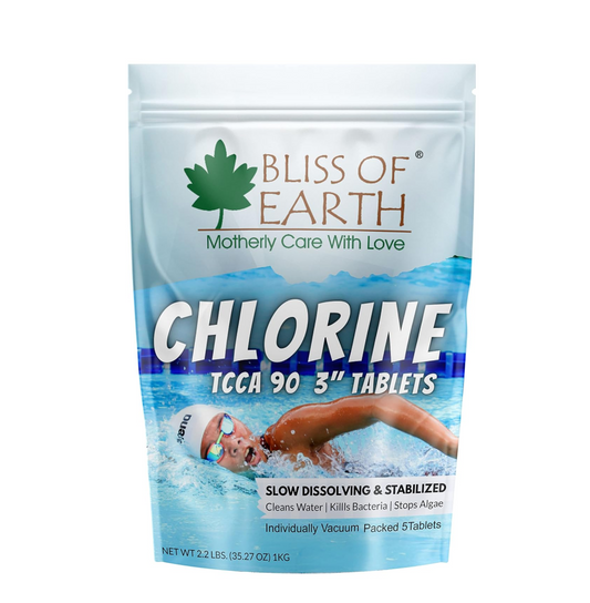 Bliss of Earth Chlorine Tablets for Water Tank - for Clean & Clear Swimming Pool, Kills Bacteria & Stops Algae, Pool Disinfectant 5 Japanese Chlorine Tablets - 1000gm