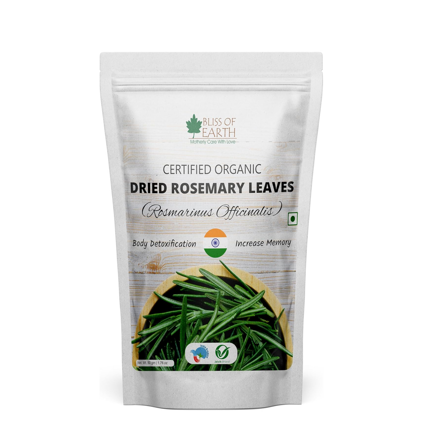 Bliss of Earth Dried Rosemary Leaves Certified Organic Rosmarinus Officinalis Great for Tea, Cooking, Hair & Memory 50GM