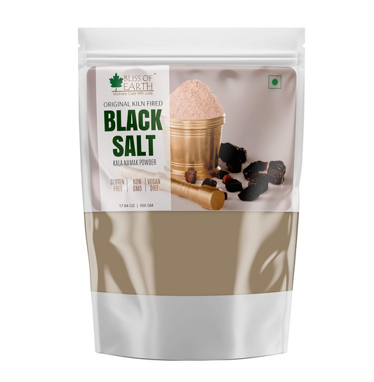 Bliss of Earth Traditional Kiln Fired Black Salt Powder Kala Namak Non Iodized for Weight Loss & Healthy Cooking, Natural Substitute of White Salt 1kg