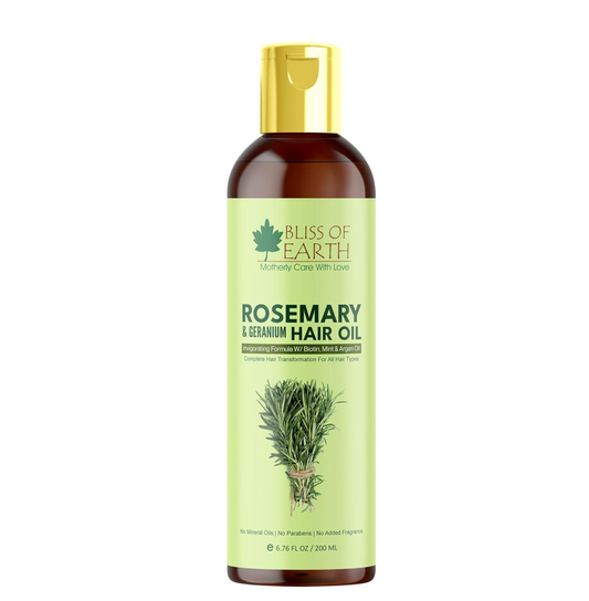 Bliss of Earth Rosemary Oil For Hair Growth With Biotin, Lavender & Geranium Essential Oils, Blend of 20 Herbs To Promotes Healthy Scalps & Hair, No Mineral Oil, 200ml