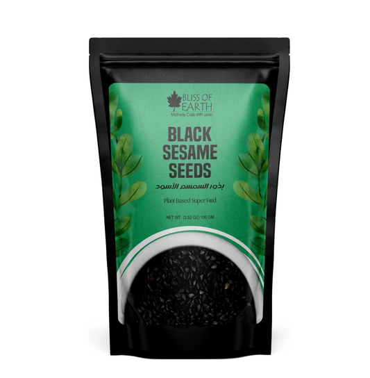 Bliss of Earth 100gm unhulled Black Sesame Seeds, Kaale Til, Fresh & Organic Fully Fiber Rich Great for Cooking & Baking