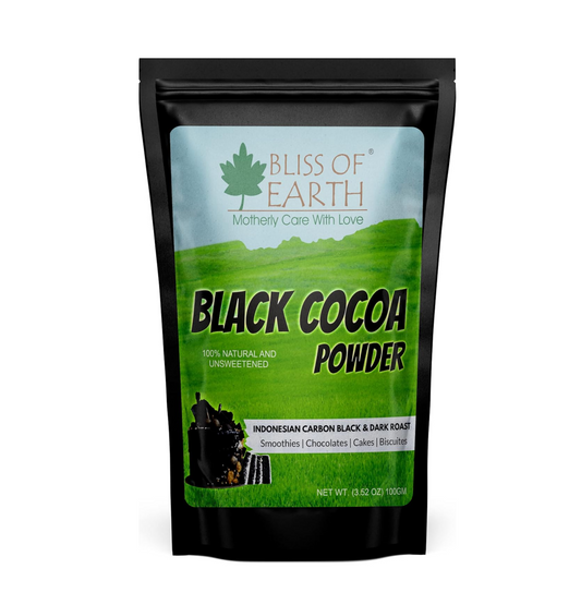 Bliss of Earth Black Cocoa Powder Natural and Unsweetened Carbon Black & Dark Roast Perfect for Cooking & Baking Cakes, Biscuits, Oreo, Chocolates, Smoothies 100GM
