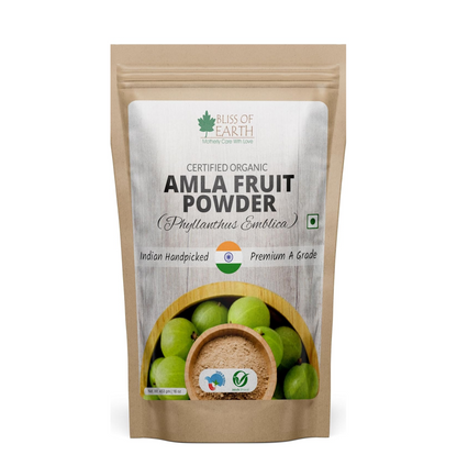 Bliss of Earth Amla Powder for Eating – 453g Pure & Natural Amla Powder for Hair Growth, Skin, Drinking & Overall Wellness | Natural Indian Gooseberry Powder