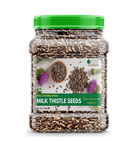 Bliss of Earth 500gm Milk Thistle Seeds Organic Super Food Great for Guts Health & Boost Immunity (Pack of 1)