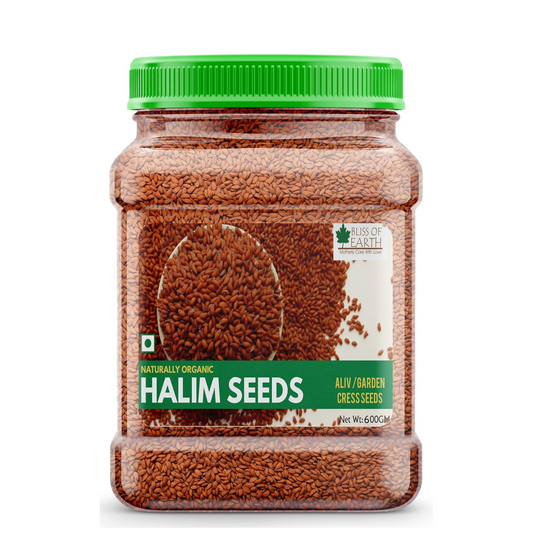 Bliss of Earth Halim Seeds Organic for Eating | 600gm Halim Seeds for Eating | Aliv Organic | Garden Cress | Rich in Nutrients & Perfect for Hair & Immunity | Fibre Rich