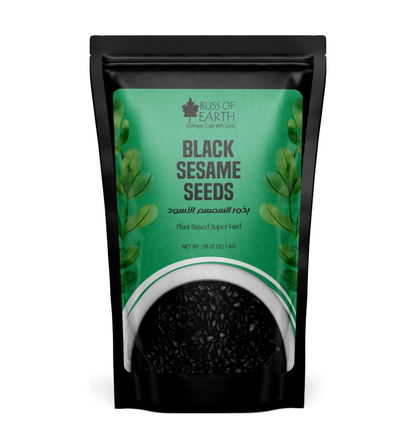 Bliss of Earth 1kg unhulled Black Sesame Seeds, Kaale Til, Fresh & Organic Fully Fiber Rich Great for Cooking & Baking