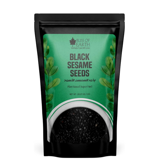 Bliss of Earth 1kg unhulled Black Sesame Seeds, Kaale Til, Fresh & Organic Fully Fiber Rich Great for Cooking & Baking