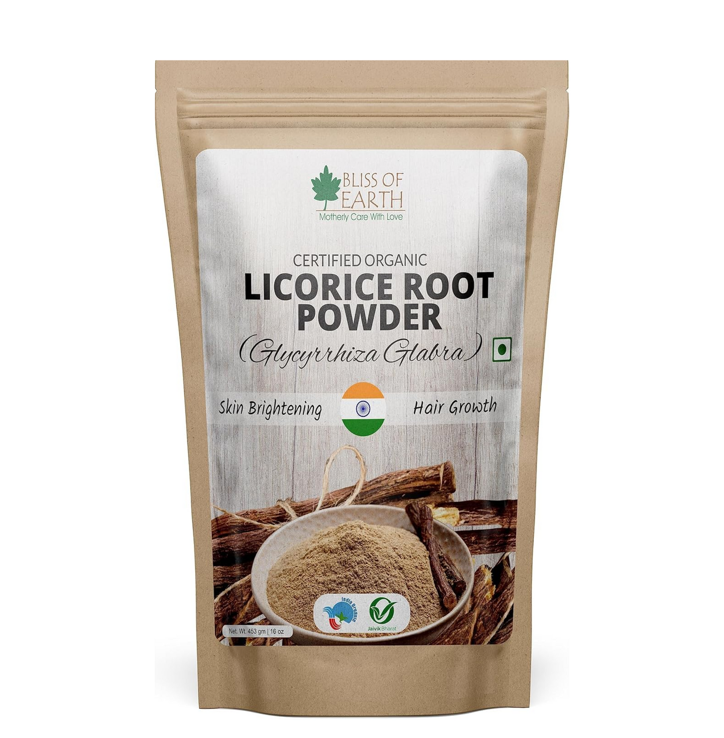 Bliss of Earth Organic Licorice Root Powder For Eating Mulethi Powder For Digestion Skin Whitening Hair & face 453 gm