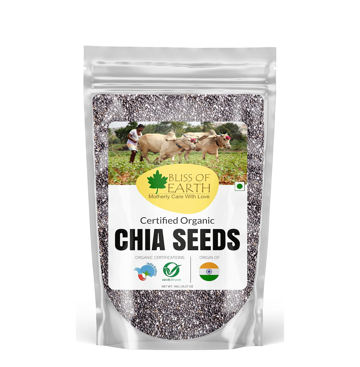 Bliss of Earth Certified Organic Raw Chia Seeds For Weight Loss, Raw Super Food With Omega & Fiber (1 KG)