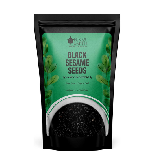 Bliss of Earth 500gm unhulled Black Sesame Seeds, Kaale Til, Fresh & Organic Fully Fiber Rich Great for Cooking & Baking