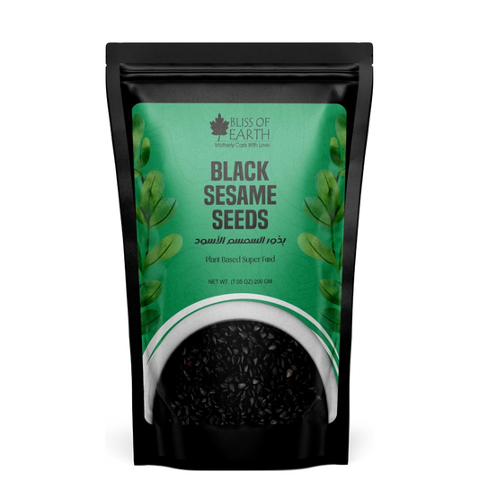 Bliss of Earth 200gm unhulled Black Sesame Seeds, Kaale Til, Fresh & Organic Fully Fiber Rich Great for Cooking & Baking
