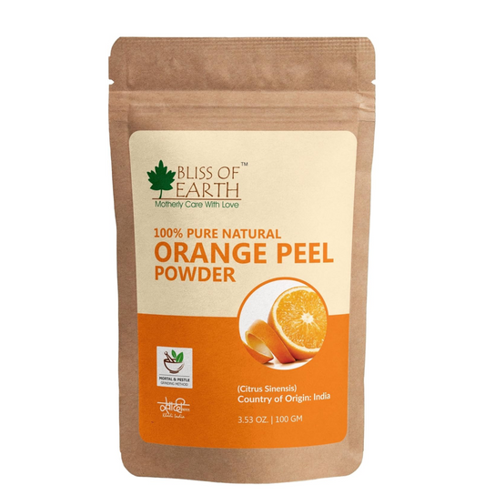 Bliss of Earth™ 100% Pure Orange Peel Powder | 100GM | Best For Naturally Glowing Skin | Natural Sun Tan Remover & Exfoliator | Hair Conditioning & Skin Care |