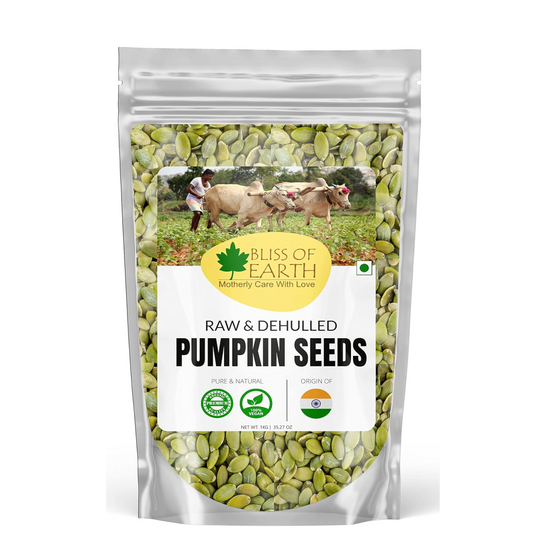 Bliss of Earth Pumpkin Seeds 1kg - Dehulled Pumpkin Seeds for Eating & Weight Management - Organic immunity Health diet Superfood
