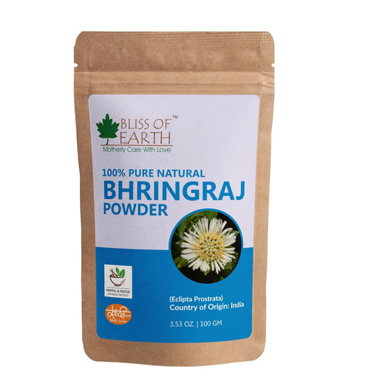 Bliss of Earth Bhringraj Powder for Hair Growth, Herbal Great for Hair Mask, Hair Grow & Skin Care 100gm