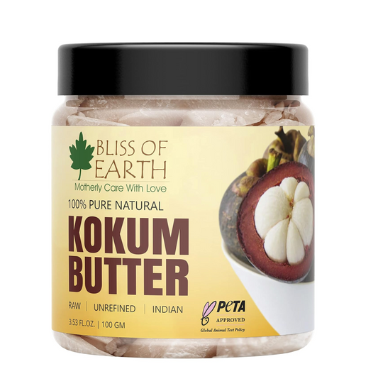 Bliss of earth 100% Pure Natural Kokum Butter Raw | Unrefined | Indian Great For Moisturized Skin,Nourishing Hair, Stretch Mark, DIY Product PETA Approved 100GM
