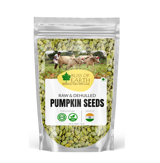 Bliss of Earth Pumpkin Seeds 200gm - Dehulled Pumpkin Seeds for Eating & Weight Management - Natural and Organic Superfood for Immunity Support and a Healthy Diet