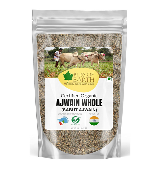 Bliss of Earth Certified Organic Ajwain/Carom Seeds Indian Spices & Masala For Better Hair, Skin,Health & Cooking (1kg)