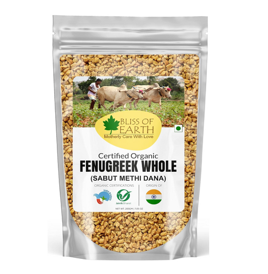 Bliss of Earth Certified Organic 200gm Fenugreek seed (Sabut Methi Dana) spices and masala For | hair grow | Boosting metabolism & Immunity | Weight Loss | Healthy cooking