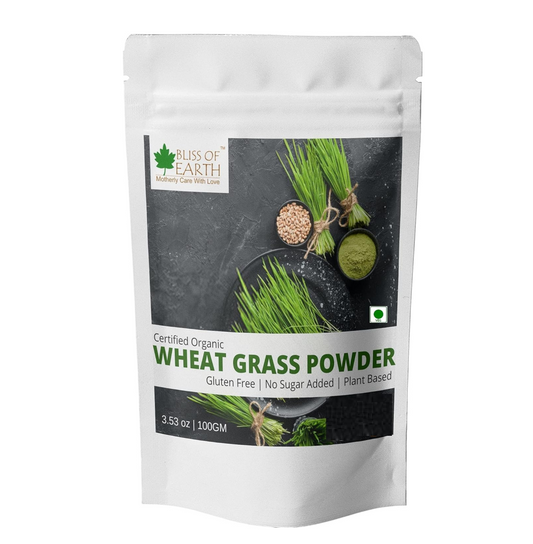 Bliss of Earth Organic Wheatgrass Powder 33 Servings Super food Dietary Supplement Rich in Vit A & B | Non GMO | Gluten Free 100 GM