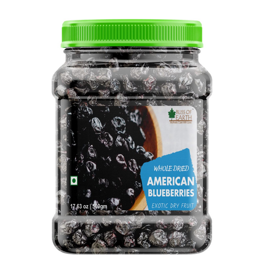 Bliss of Earth 500gm Whole Dried American Blueberries Exotic Dry Fruit King of Antioxidant