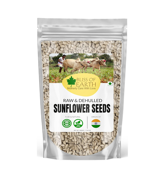 Bliss of Earth Dehulled Sunflower Seeds 500gm For Eating & Weight Loss, Naturally Organic Superfood