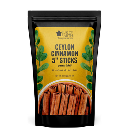 Bliss of Earth 400gm Ceylon Cinnamon (Dalchini) 5" Cut Sticks True Cinnamon Raw From Sri Lanka Original