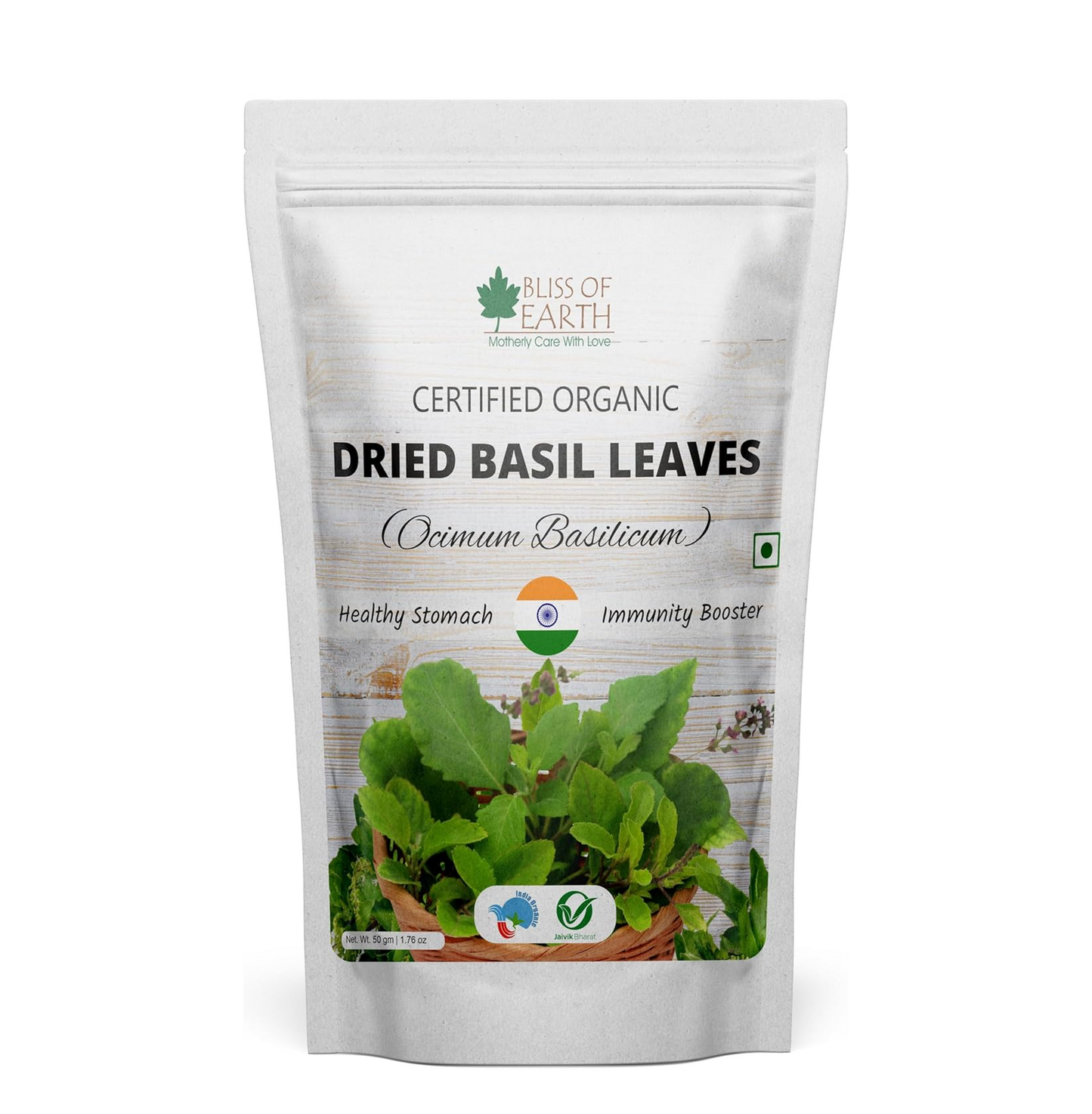 Bliss of Earth Organic Dried Basil Leaves Tulsi leaf Aromatic Culinary Delights Great for Tea, Soup, Salad Health & Immunity 50g