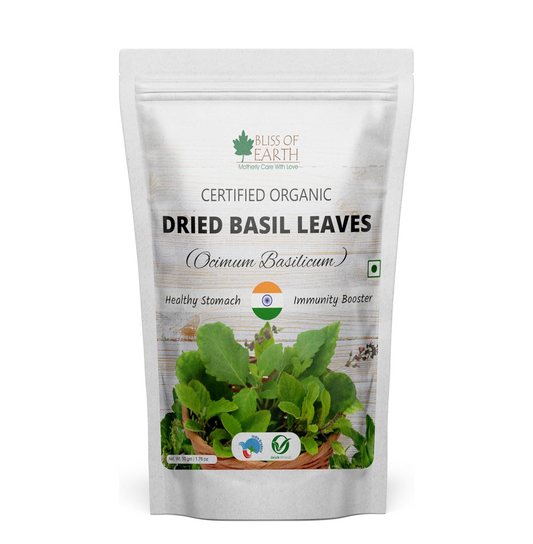 Bliss of Earth Organic Dried Basil Leaves Tulsi leaf Aromatic Culinary Delights Great for Tea, Soup, Salad Health & Immunity 50g