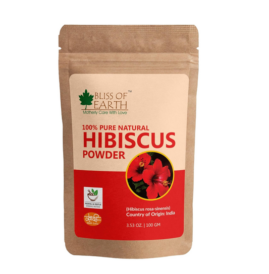 Bliss of Earth Hibiscus powder for face Hair | Makes Hair Stronger & Thicker | Controls Ageing | Cures Acne & Pimples | 100gm