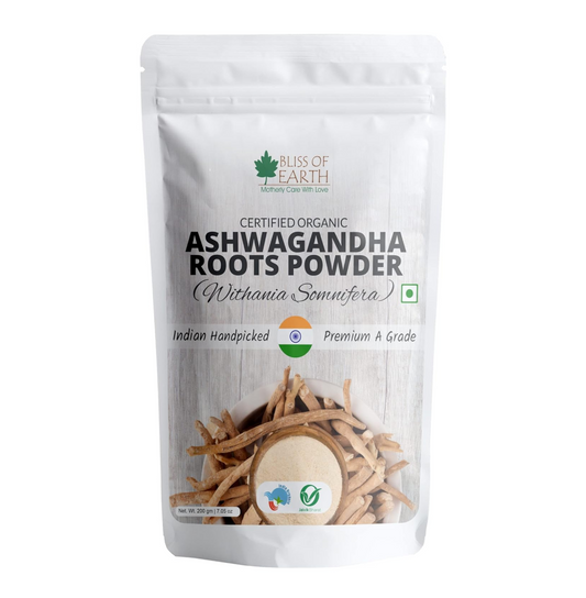 Bliss of Earth Ashwagandha Powder 200gm Organic Whole Premium Grade Great for Health & Wellness
