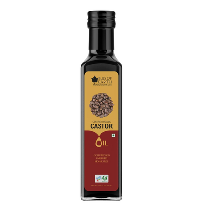 Bliss of Earth 500ML Certified Organic Castor Oil For Hair Growth, Cold Pressed & Hexane Free (Pet bottle)