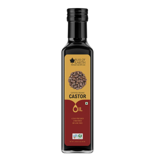 Bliss of Earth 500ML Certified Organic Castor Oil For Hair Growth, Cold Pressed & Hexane Free (Pet bottle)
