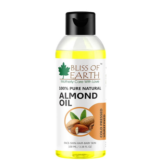 Bliss of Earth� 100% Pure & Natural Sweet Almond Oil (Coldpressed & Unrefined) Extracted From Whole Almond Kernels (100ML)