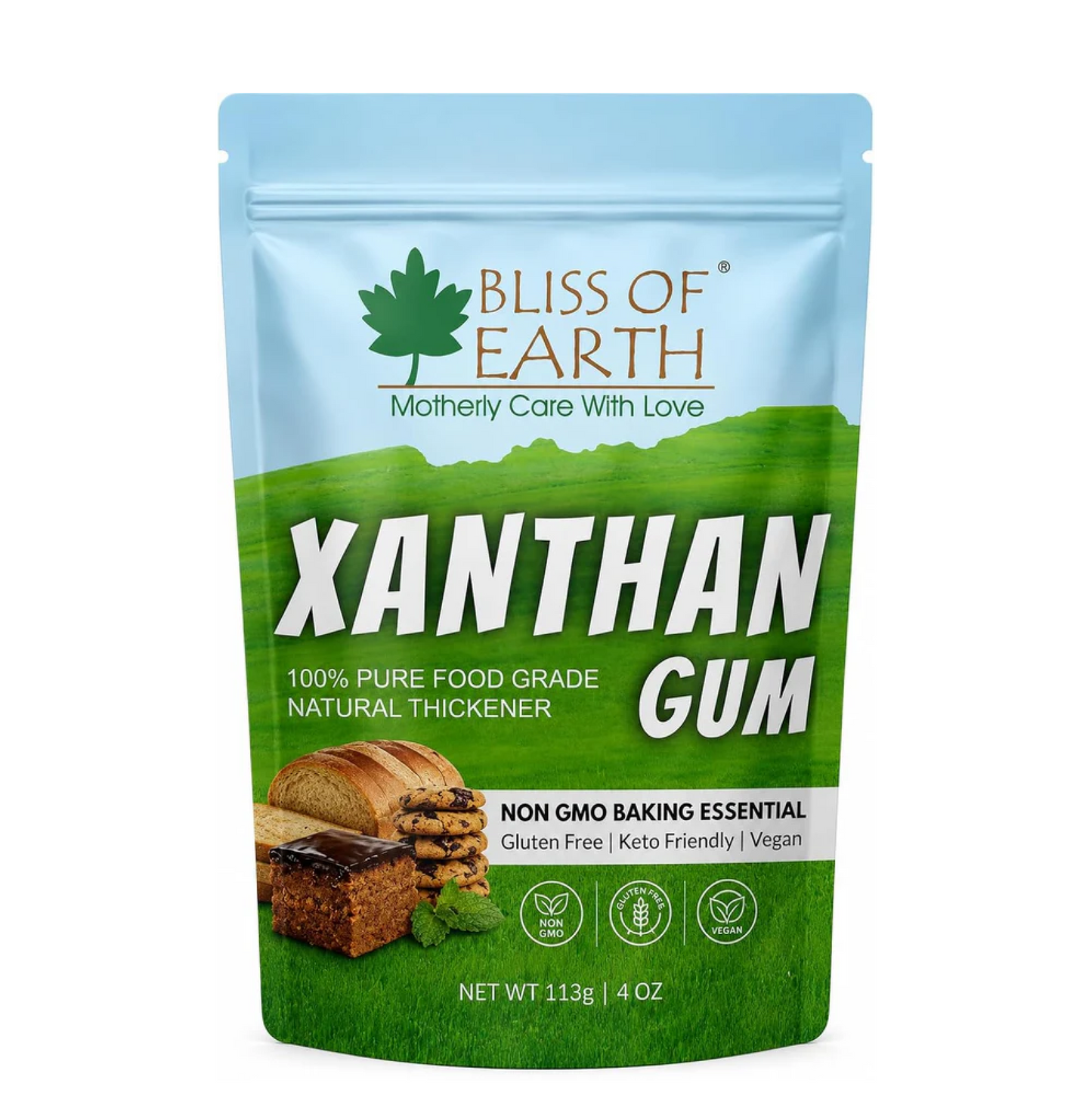 Bliss of Earth Xanthan Gum Powder 100% Pure Food Grade Natural Thickener Gluten Free, Keto Friendly, Vegan 113gm