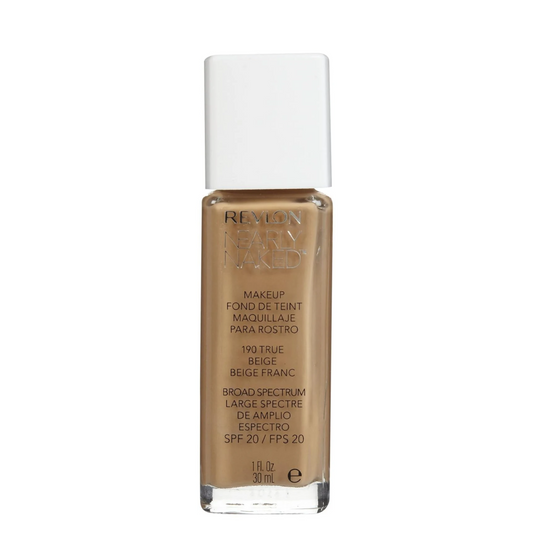 REVLON Nearly Naked Matte Liquid Lightweight Formula Makeup Broad Spectrum SPF 20, #190 True Beige, 1 Fluid Ounce, All Skin