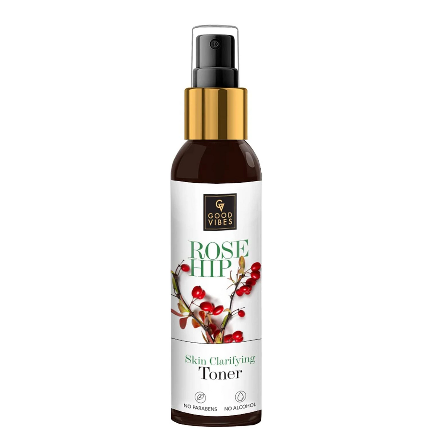 Good Vibes Rosehip Clarifying Toner 120 ml, Anti Ageing Hydrating Light Weight Moisturizing Revitalising Spray Toner for Face and Skin, Natural, No Alcohol, Parabens & Sulphates, No Animal Testing