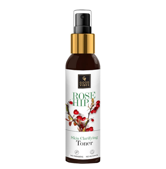 Good Vibes Rosehip Clarifying Toner 120 ml, Anti Ageing Hydrating Light Weight Moisturizing Revitalising Spray Toner for Face and Skin, Natural, No Alcohol, Parabens & Sulphates, No Animal Testing