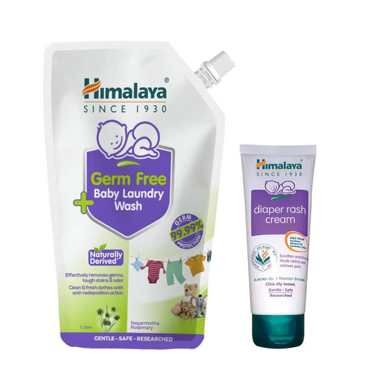 Himalaya Germ Free Baby Laundry Wash 1 L Pouch, White, (7004801) & Himalaya Diaper Rash Cream,100gm
