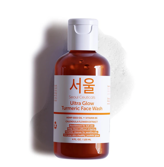 SeoulCeuticals Korean Face Wash Cleanser – 120ml Turmeric Face Wash with Hemp Seed Oil & Calendula – Hydrating Vegan Face Cleanser for Soft, Balanced Skin – K Beauty Skin Care for Dry & Sensitive Skin