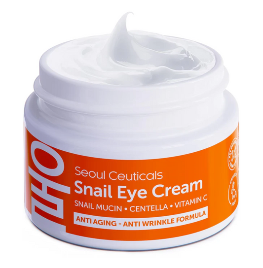 SeoulCeuticals Korean Snail Mucin Under Eye Cream – 97.5% Snail Filtrate with Centella & Vitamin C – K-Beauty Anti-Aging, Anti-Wrinkle, Dark Circles Cream – 0.5 oz
