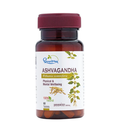 Dhootapapeshwar Ashwagandha Tablet | Stress Relief & Nervous System Support | Boosts Immunity, Strength, and Vitality | 60 Tablets X Pack Of 1