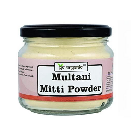Go Organic Multani Mitti Powder for Face and Hair - 100% Natural Fuller's Earth Clay for Acne Control, Oil Absorption & Glowing Skin - 150g Premium Glass Jar - Chemical & Pesticide Free
