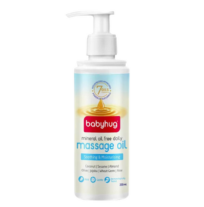 Babyhug Mineral Oil Free Daily Massage Oil, 200 ml, Soothing & Moisturising
