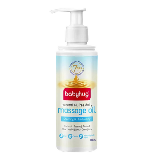 Babyhug Mineral Oil Free Daily Massage Oil, 200 ml, Soothing & Moisturising