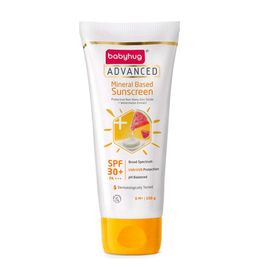 Babyhug Advanced Mineral Based Sunscreen SPF 30+ PA+++ 100 g | Broad Spectrum Protection, No White Cast