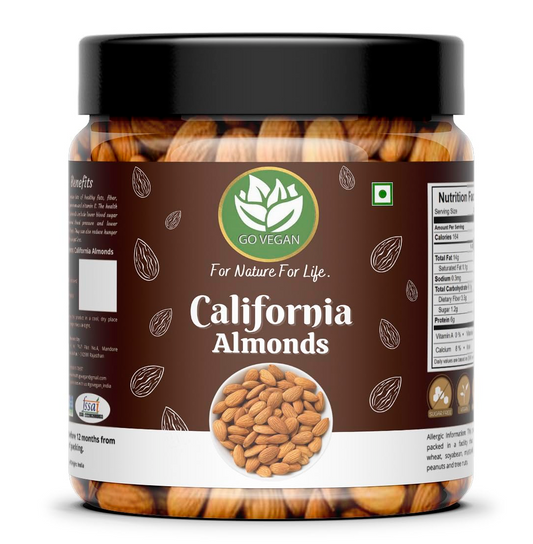 Go Vegan California Almonds | Premium Badam Giri | High in Fiber & Boost Immunity | Real Nuts | Whole Natural Badam